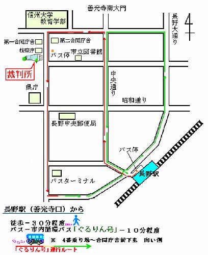 長野地方裁判所本庁　アクセスマップ