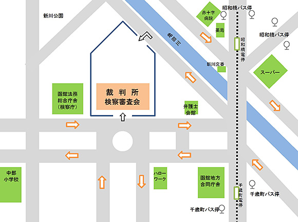 函館地方裁判所本庁　アクセスマップ